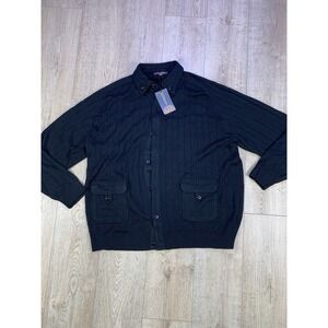 NWT VTG Venezzi‎ Wool Knit Long Sleeve Black Shacket Shirt Jacket Men 3X Button